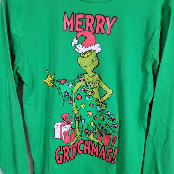 Grinch Christmas Pajama Set Kids L Green Red Striped Holiday Lounge Sleepware - Picture 4 of 4